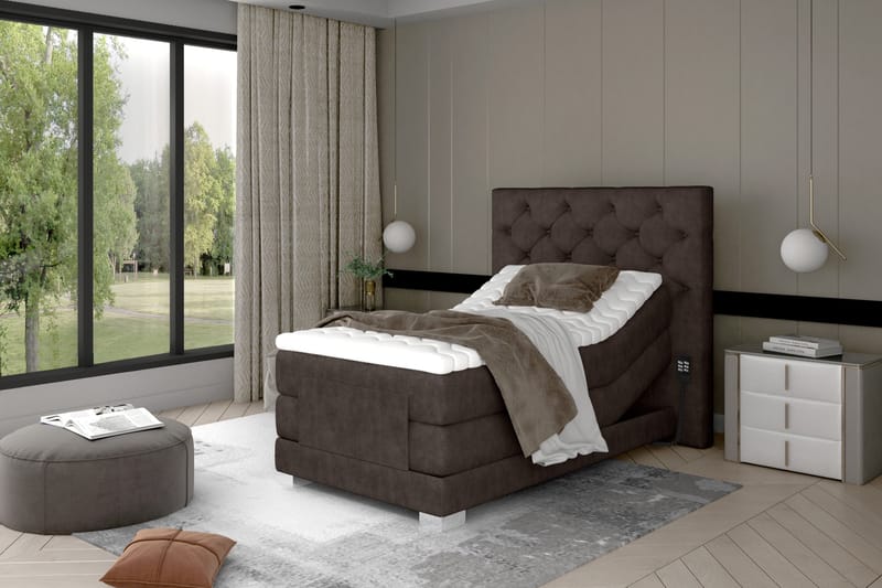 Clovera Sängpaket Kontinentalsäng 90x200 cm Ställbar - Brun - Möbler - Säng - Ställbara sängar