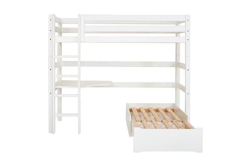 Ljunga Säng med stege och hörnbordsskiva 209 cm - Vit - Möbler - Sängar - Våningssängar