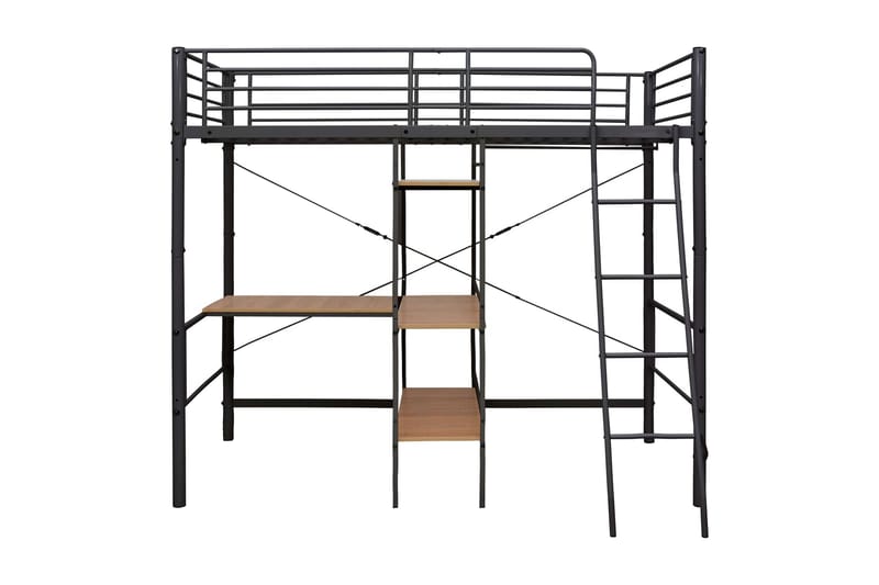 Våningssäng med bord grå metall 90x200 cm - Grå - Möbler - Säng - Våningssäng