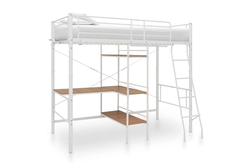 Våningssäng med bord vit metall 90x200 cm - Vit - Möbler - Säng - Våningssäng