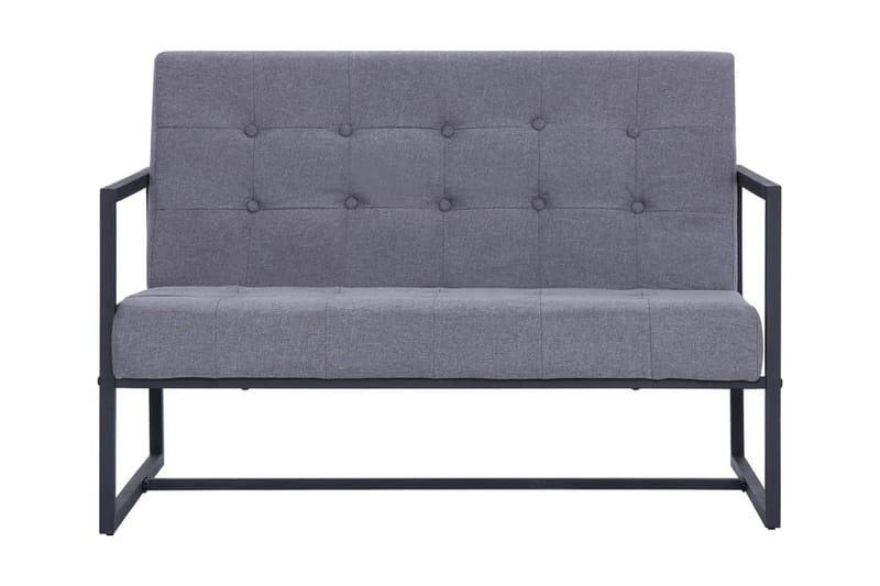 2-sitssoffa med armstöd ljusgrå stål och tyg - Grå - Möbler - Soffa - 2 sits soffa
