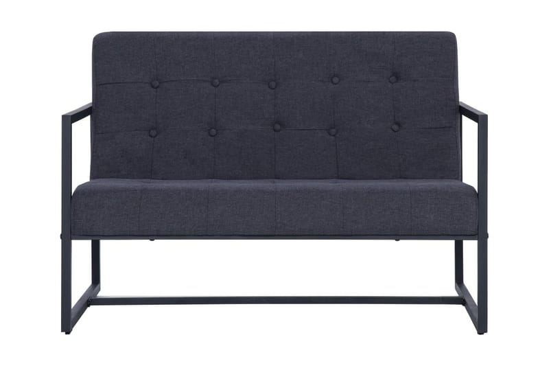 2-sitssoffa med armstöd mörkgrå stål och tyg - Grå - Möbler - Soffa - 2 sits soffa