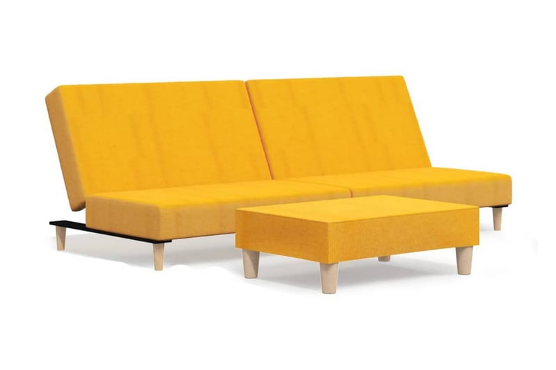 2-sitssoffa med fotpall gul tyg - Gul - Möbler - Soffa - 2 sits soffa
