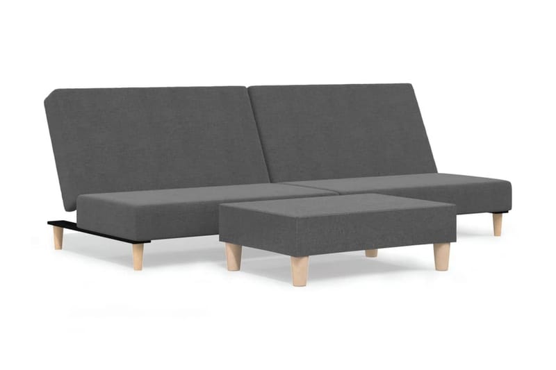 2-sitssoffa med fotpall ljusgrå tyg - Ljusgrå - Möbler - Soffa - 2 sits soffa
