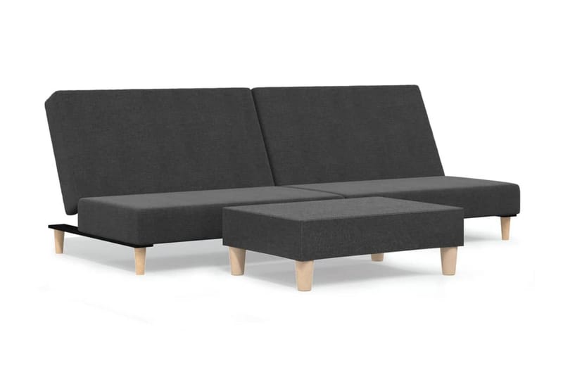 2-sitssoffa med fotpall mörkgrå tyg - Mörkgrå - Möbler - Soffa - 2 sits soffa