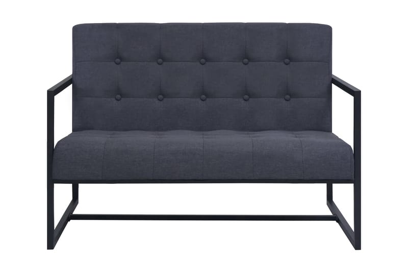 Soffa med armstöd 2-sits stål och tyg mörkgrå - Grå - Möbler - Soffa - 2 sits soffa