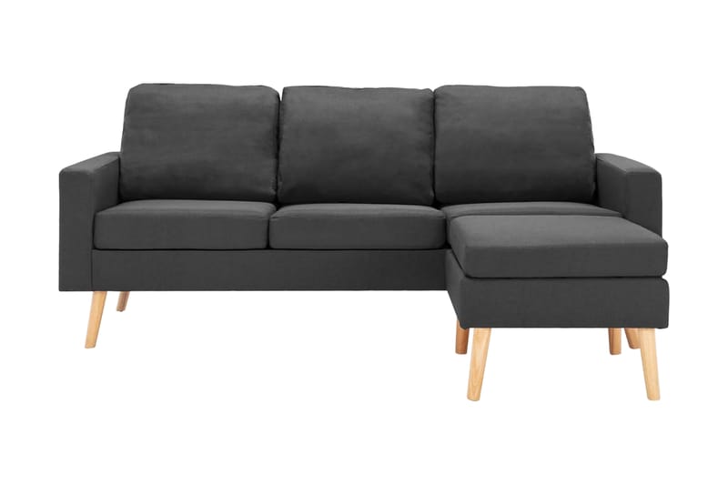 3-sitssoffa med fotpall mörkgrå tyg - Grå - Möbler - Soffa - 3 sits soffa