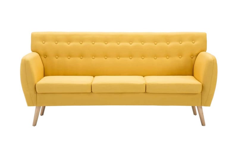 3-sitssoffa med tygklädsel 172x70x82 cm gul - Gul - Möbler - Soffa - 3 sits soffa