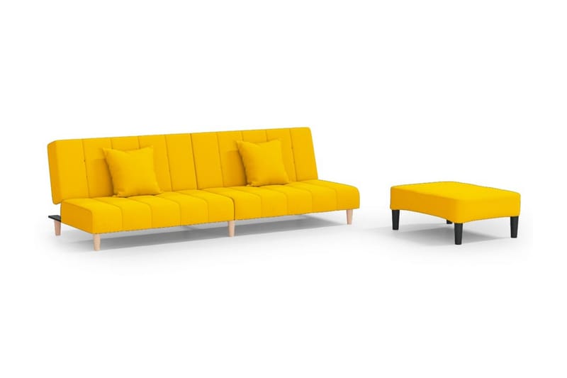 Bäddsoffa 2-sits med fotpall gul sammet - Gul - Möbler - Soffa - Bäddsoffa