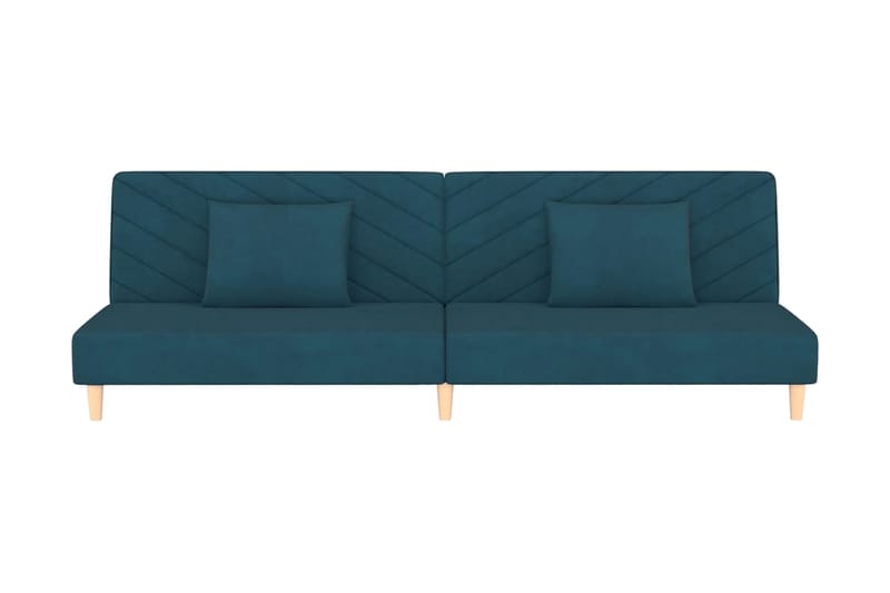 Bäddsoffa 2-sits med två kuddar blå sammet - Blå - Möbler - Soffa - Bäddsoffa