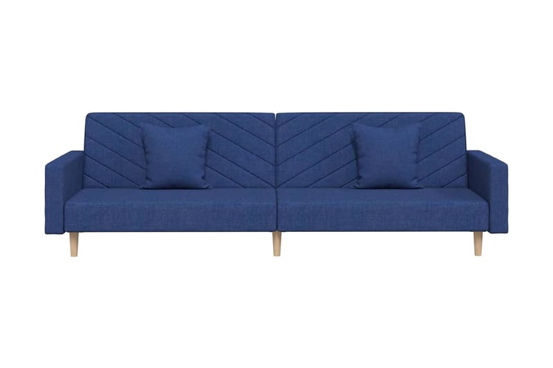 Bäddsoffa 2-sits med två kuddar blå tyg - Blå - Möbler - Soffa - Bäddsoffa