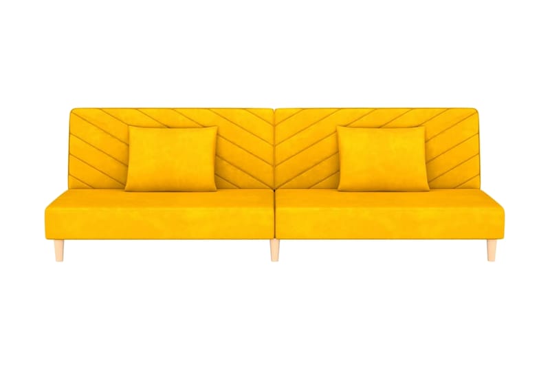 Bäddsoffa 2-sits med två kuddar gul sammet - Gul - Möbler - Soffa - Bäddsoffa