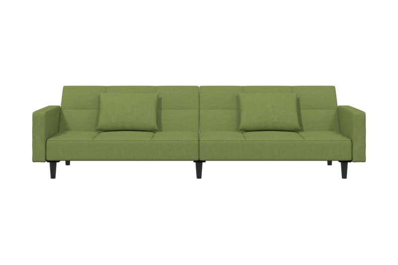 Bäddsoffa 2-sits med två kuddar ljusgrön sammet - Ljusgrön - Möbler - Soffa - Bäddsoffa
