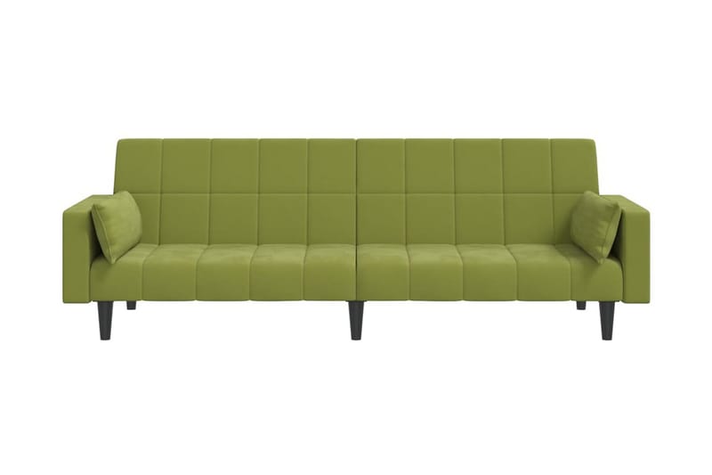 Bäddsoffa 2-sits med två kuddar ljusgrön sammet - Ljusgrön - Möbler - Säng - Komplett sängpaket