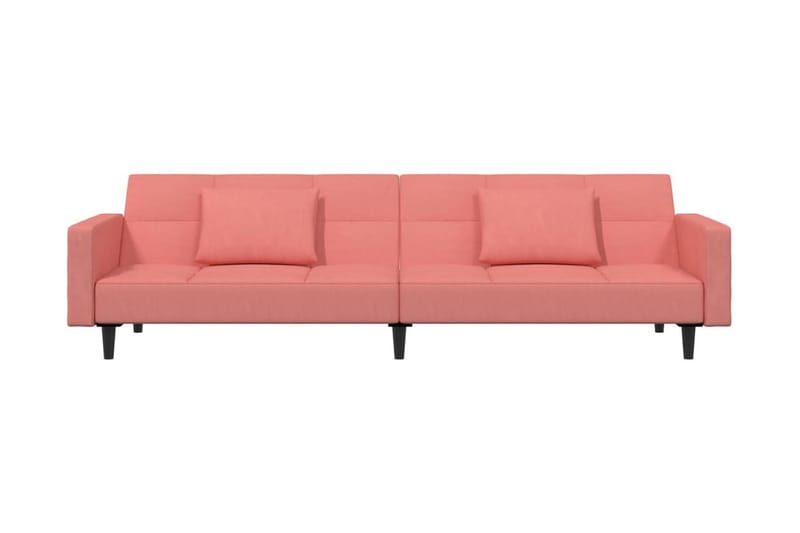 Bäddsoffa 2-sits med två kuddar rosa sammet - Rosa - Möbler - Soffa - Bäddsoffa