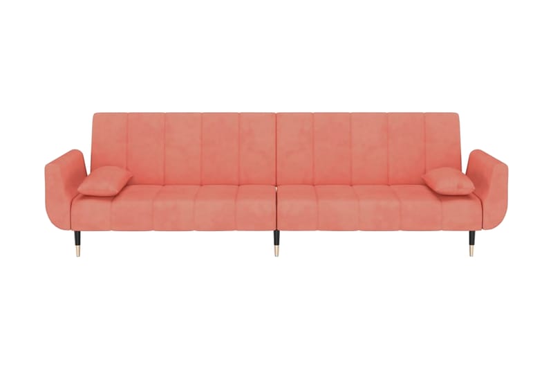 Bäddsoffa 2-sits med två kuddar rosa sammet - Rosa - Möbler - Soffa - Bäddsoffa