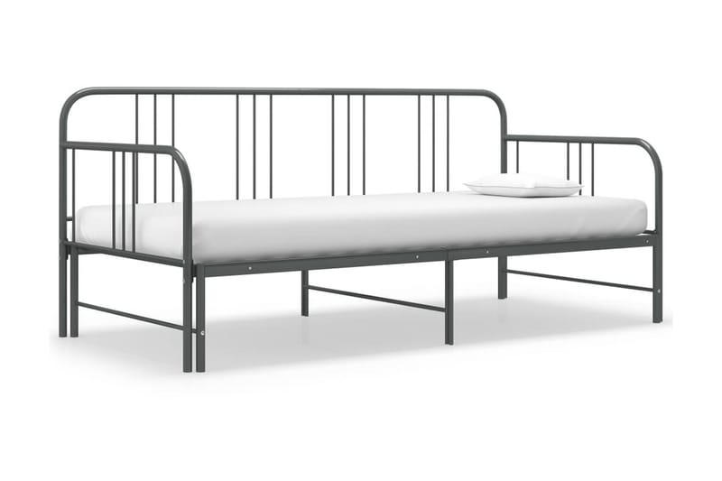Utdragbar sängram bäddsoffa grå metall 90x200 cm - Grå - Möbler - Soffa - Bäddsoffa