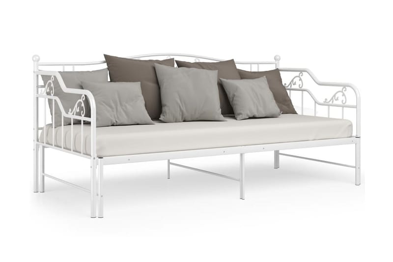 Utdragbar sängram bäddsoffa vit metall 90x200 cm - Vit - Möbler - Säng - Sängram & sängstomme