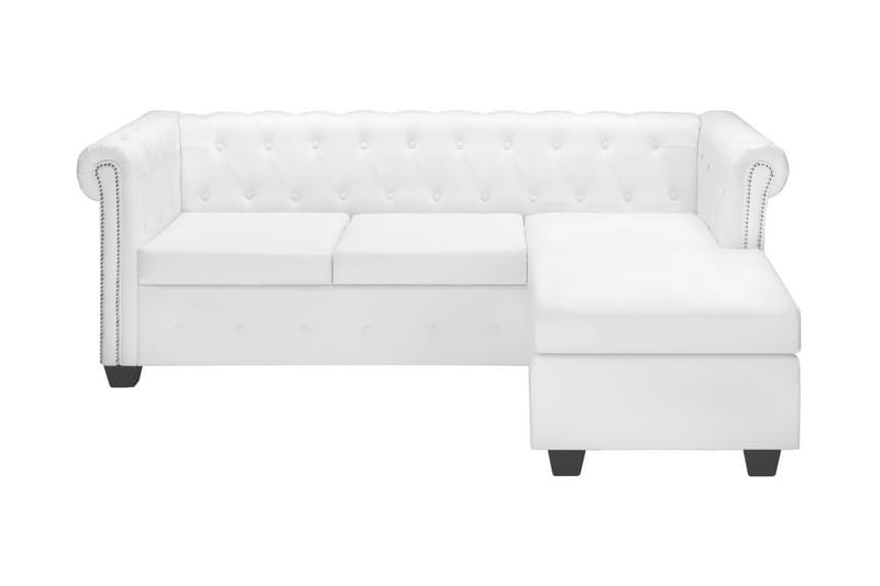 L-formad Chesterfieldsoffa konstläder vit - Vit - Möbler - Soffa - Chesterfield soffa