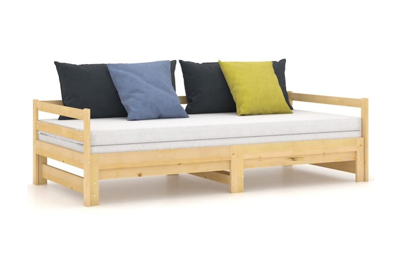 Dagbädd utdragbar massiv furu 2x(90x200) cm - Brun - Möbler - Säng - Sängram & sängstomme