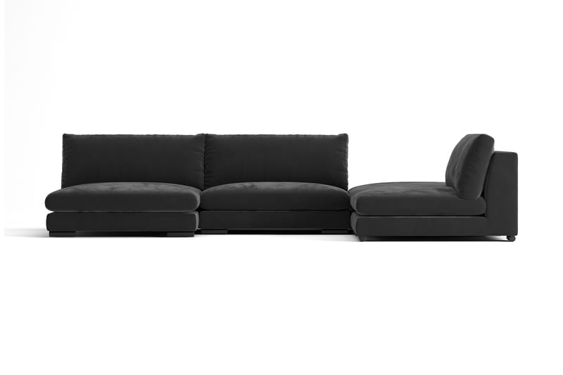 Noha L-soffa med Fotpall Sammet - Mörkgrå - Textil - Badrumstextilier - Badlakan & badhandduk