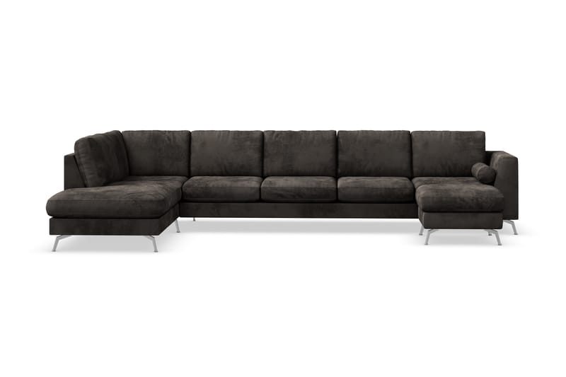 Ocean Lyx U-soffa med Schäslong Vänster - Mörkgrå/Sammet - Möbler - Soffa - 3 sits soffa