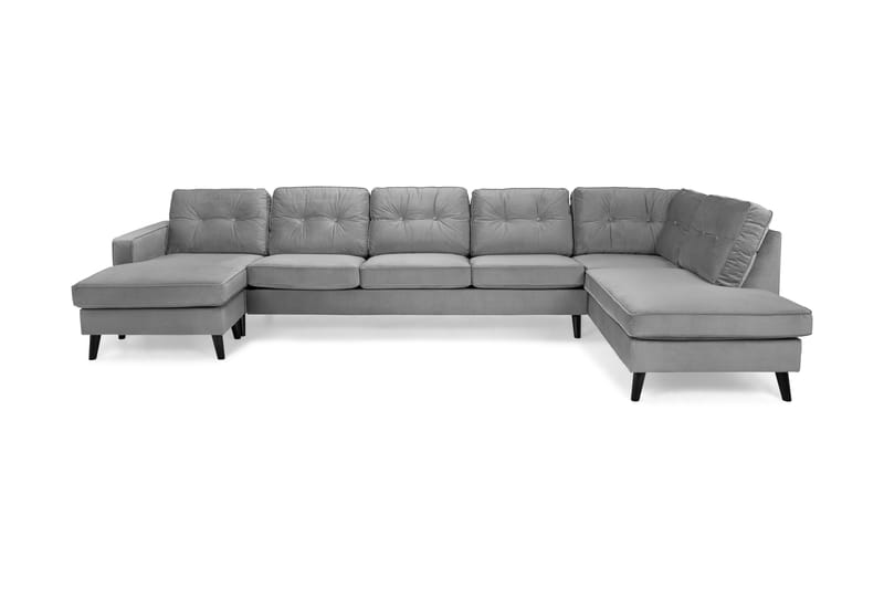 Monroe U-soffa Large med Divan Vänster Sammet - Ljusgrå - Möbler - Soffor - Divansoffor & U-soffor