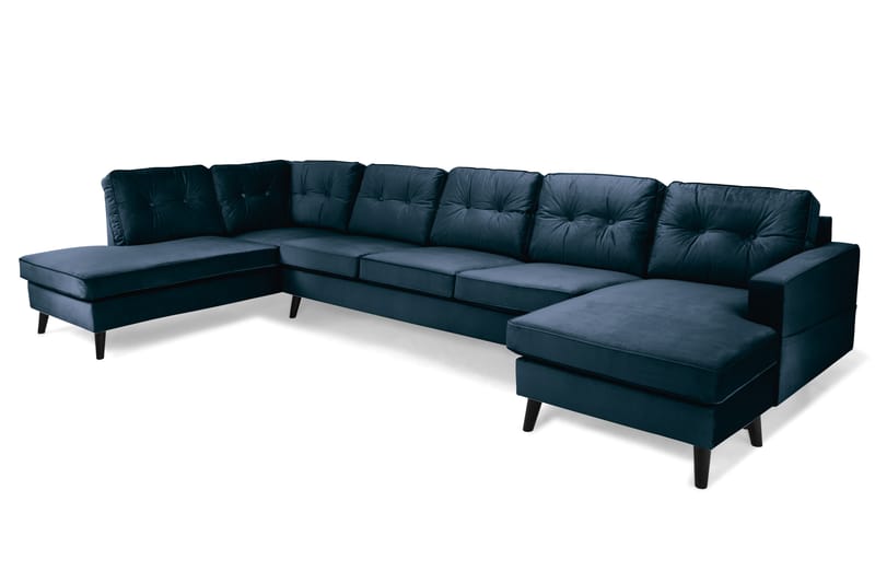Monroe U-soffa Large med Divan Höger Sammet - Midnattsblå - Möbler - Soffa - Sammetssoffa