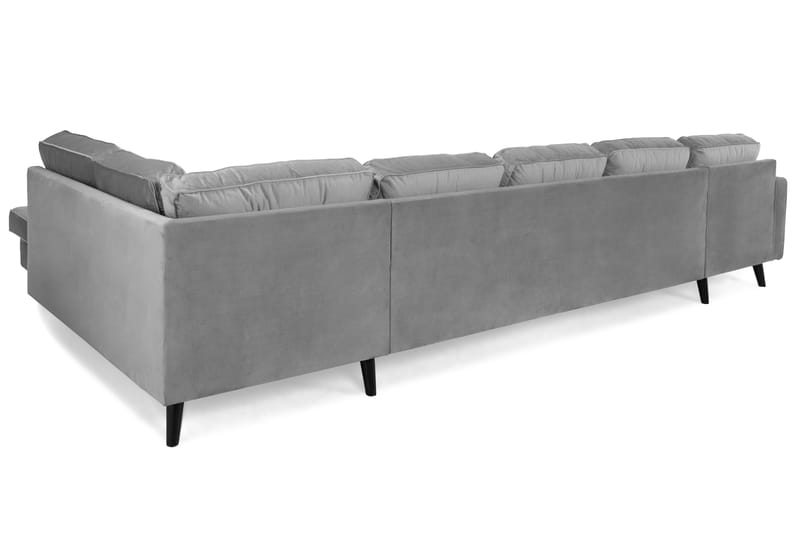 Monroe U-soffa Large med Divan Vänster Sammet - Ljusgrå - Möbler - Soffa - Sammetssoffa