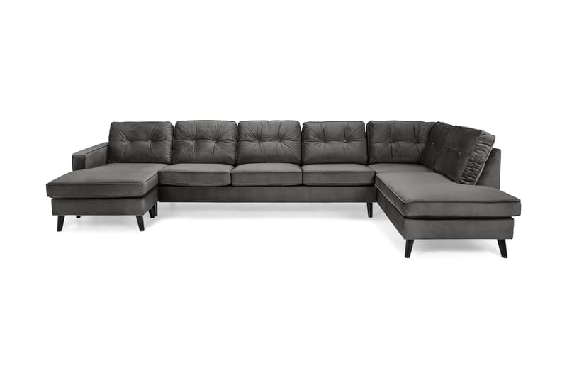 Monroe U-soffa Large med Divan Vänster Sammet - Mörkgrå - Möbler - Soffa - Skinnsoffor