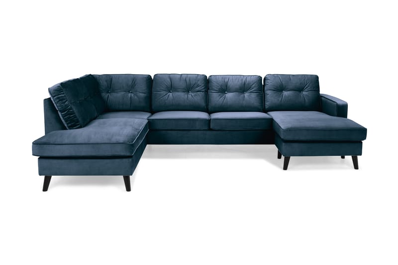 Monroe U-soffa med Divan Höger Sammet - Midnattsblå - Möbler - Soffa - Modulsoffor - Komplett modulsoffa