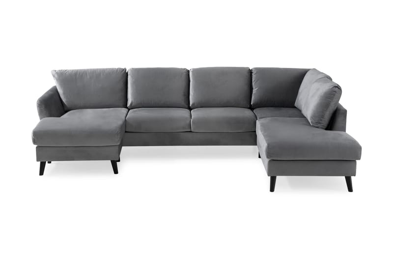 Trend U-soffa med Divan Vänster Sammet - Ljusgrå - Möbler - Soffa - U-soffa