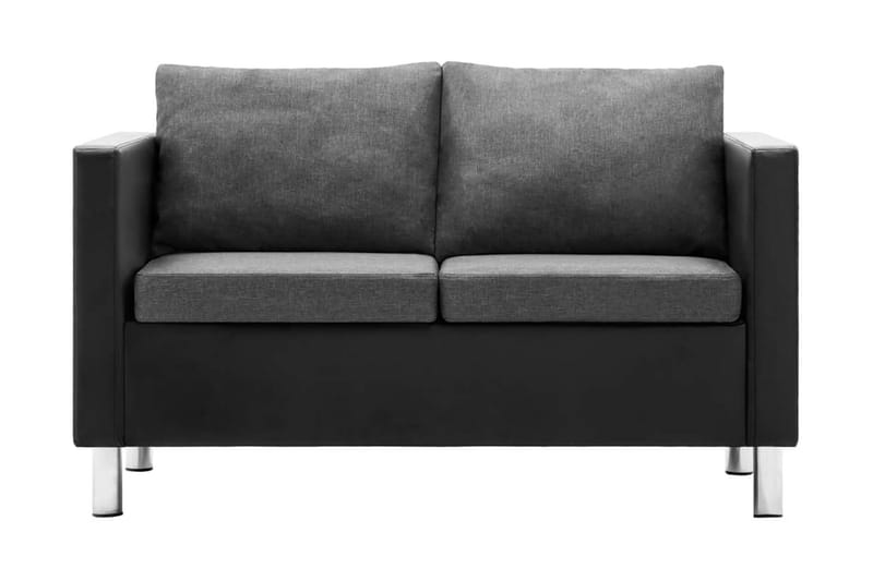 2-sitssoffa i konstläder svart och ljusgrå - Svart - Möbler - Soffa - 2 sits soffa