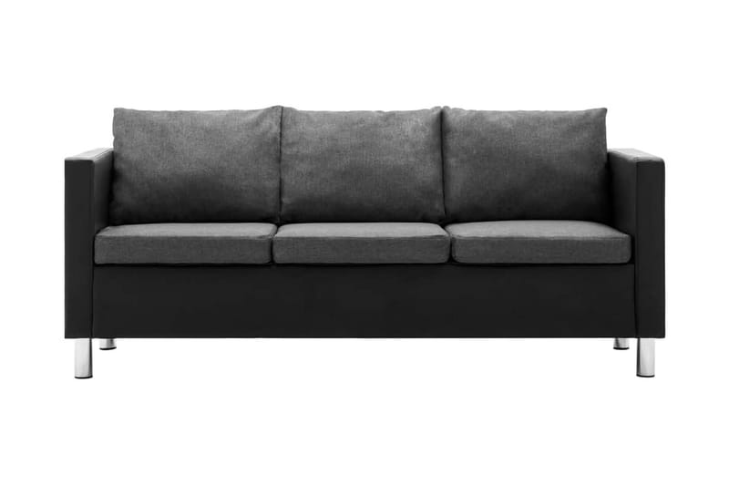 3-sitssoffa i konstläder svart och ljusgrå - Svart - Möbler - Soffa - 3 sits soffa