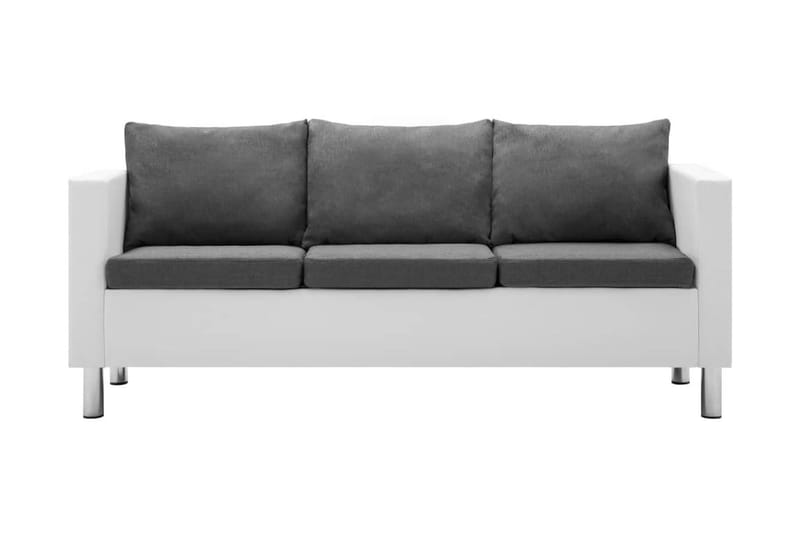 3-sitssoffa i konstläder vit och ljusgrå - Vit - Möbler - Soffa - Skinnsoffor