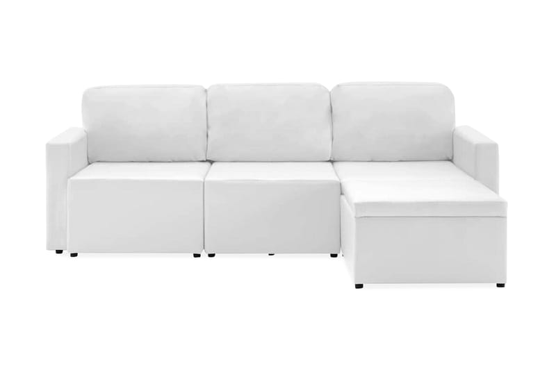 Bäddsoffa modulär 3-sits vit konstläder - Vit - Möbler - Soffa - Bäddsoffa