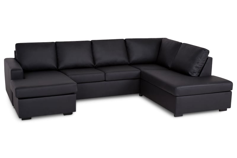 Crazy U-soffa Large Divan Vänster - Svart Konstläder - Möbler - Soffa - Skinnsoffor