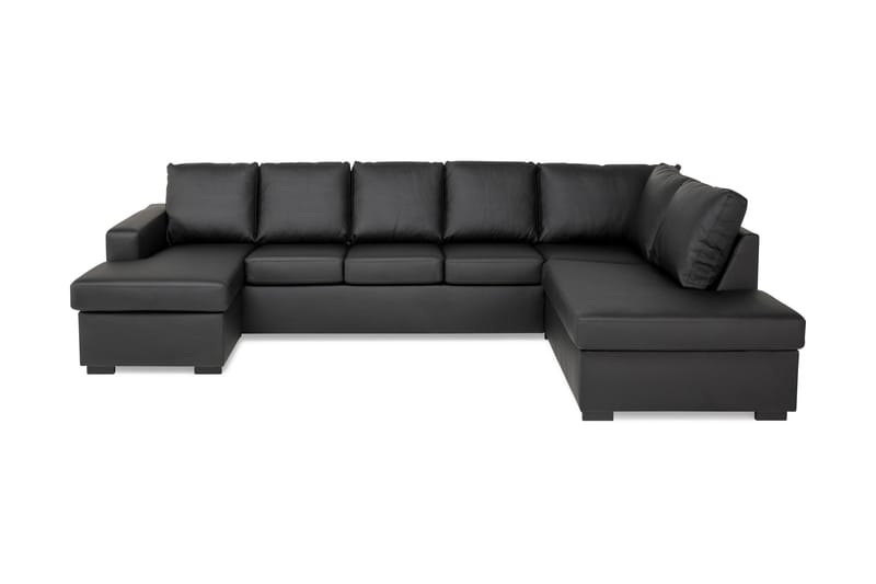 Crazy U-soffa XL Divan Vänster - Svart Konstläder - Möbler - Soffa - Skinnsoffor