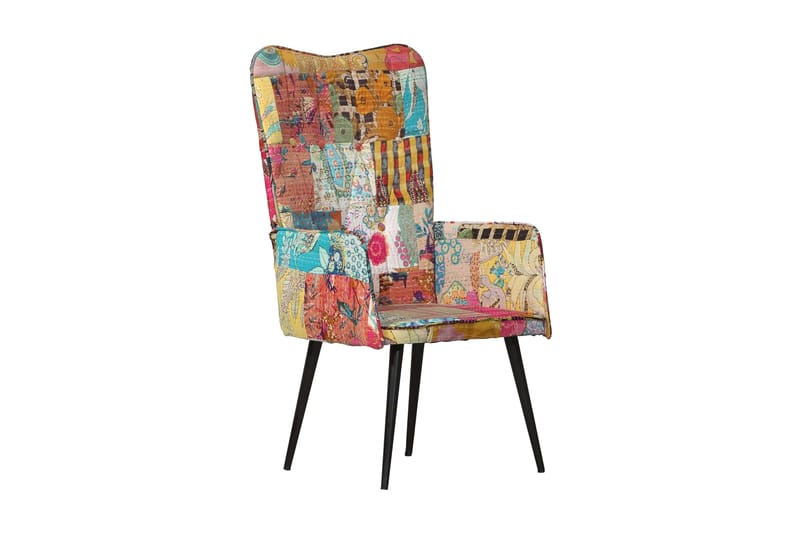 Öronlappsfåtölj patchwork flerfärgad kanvas - Flerfärgsdesign - Möbler - Stolar & fåtöljer - Fåtölj - Öronlappsfåtölj