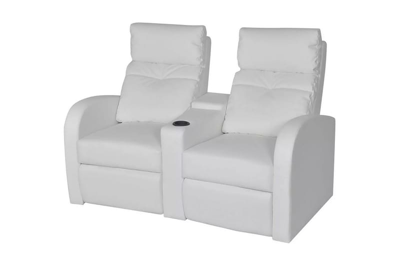 Liggfåtölj med LED 2-sits konstläder vit - Vit - Möbler - Stolar & fåtöljer - Fåtölj - Massagestol & massagefåtölj