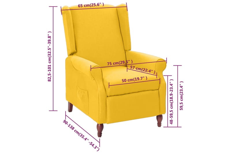 Vilstol gul sammet - Gul - Möbler - Stolar & fåtöljer - Fåtölj - Biofåtölj & reclinerfåtölj