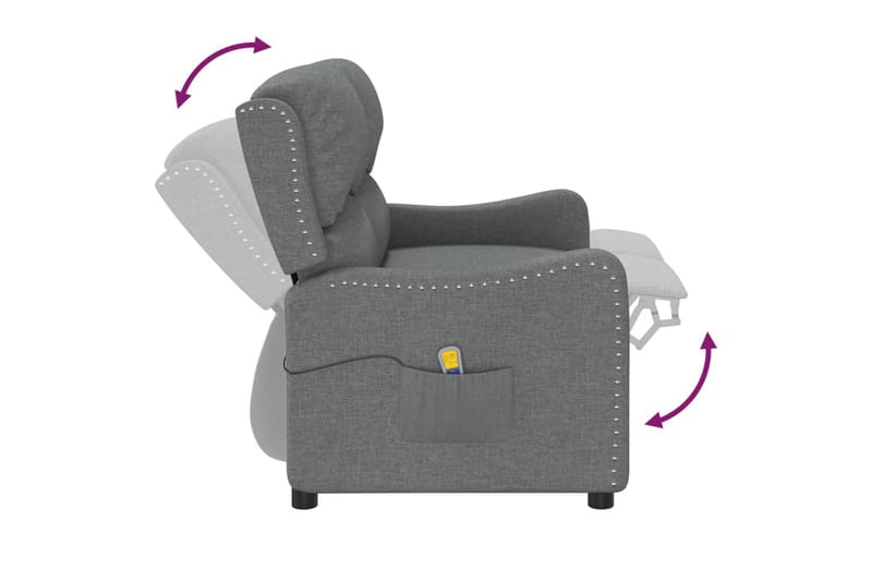 2-sits massagefåtölj ljusgrå tyg - Grå - Möbler - Stolar & fåtöljer - Fåtölj - Massagestol & massagefåtölj