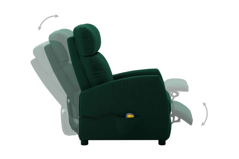 Elektrisk massagefåtölj mörkgrön tyg - Grön - Möbler - Stolar & fåtöljer - Fåtölj - Massagestol & massagefåtölj