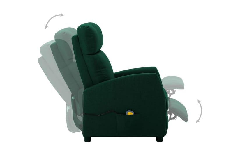 Massagefåtölj mörkgrön tyg - Grön - Möbler - Stolar & fåtöljer - Fåtölj - Massagestol & massagefåtölj