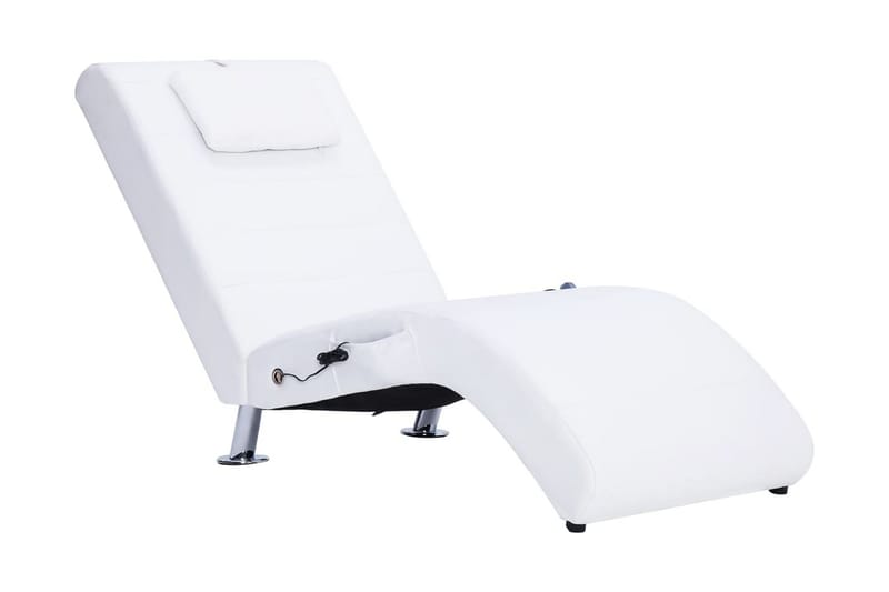 Massageschäslong med kudde vit konstläder - Vit - Möbler - Stolar & fåtöljer - Fåtölj - Massagestol & massagefåtölj