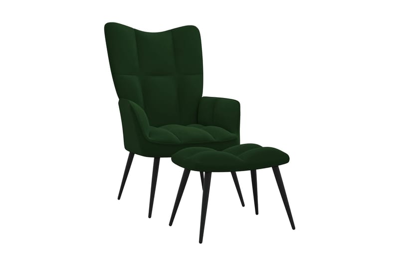 Vilstol med fotpall mörkgrön sammet - Grön - Möbler - Stolar & fåtöljer - Fåtölj