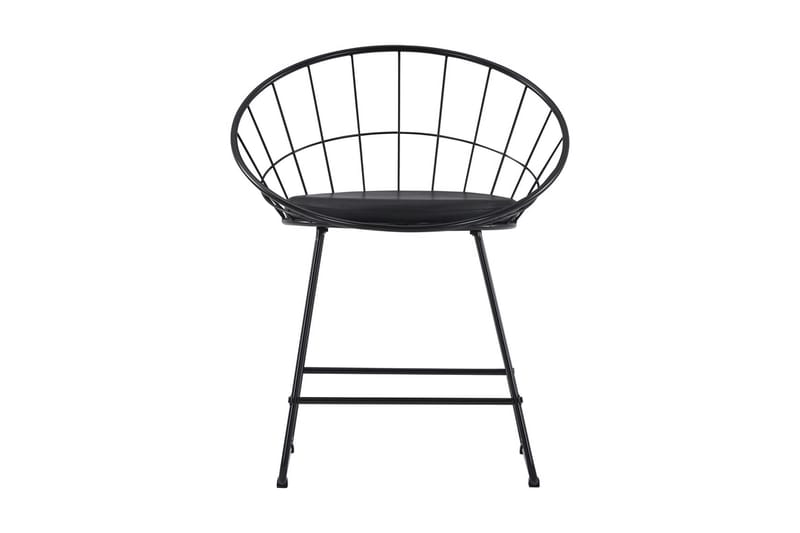 Matstolar med konstlädersits 4 st svart stål - Svart - Möbler - Stolar & fåtöljer - Karmstol