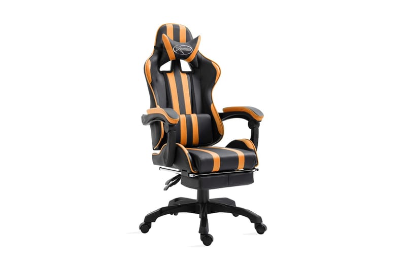 Gamingstol med fotstöd orange konstläder - Orange - Möbler - Stolar & fåtöljer - Kontorsstol & skrivbordsstol
