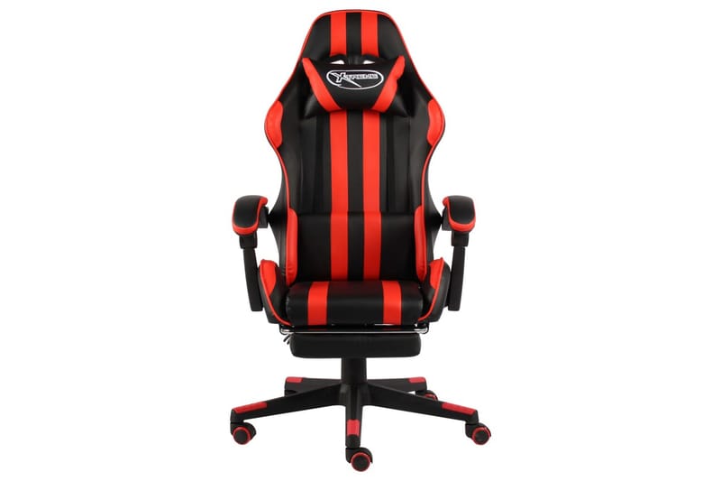 Gamingstol med fotstöd svart och röd konstläder - Röd - Möbler - Stolar & fåtöljer - Kontorsstol & skrivbordsstol