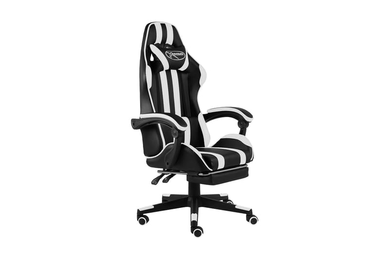 Gamingstol med fotstöd svart och vit konstläder - Vit - Möbler - Stolar & fåtöljer - Kontorsstol & skrivbordsstol